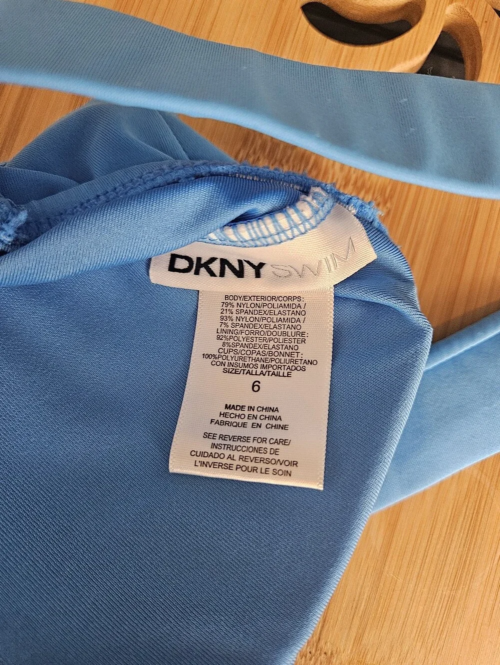DKNY Blue Mesh One Piece Swimsuit - Picture 5 of 6